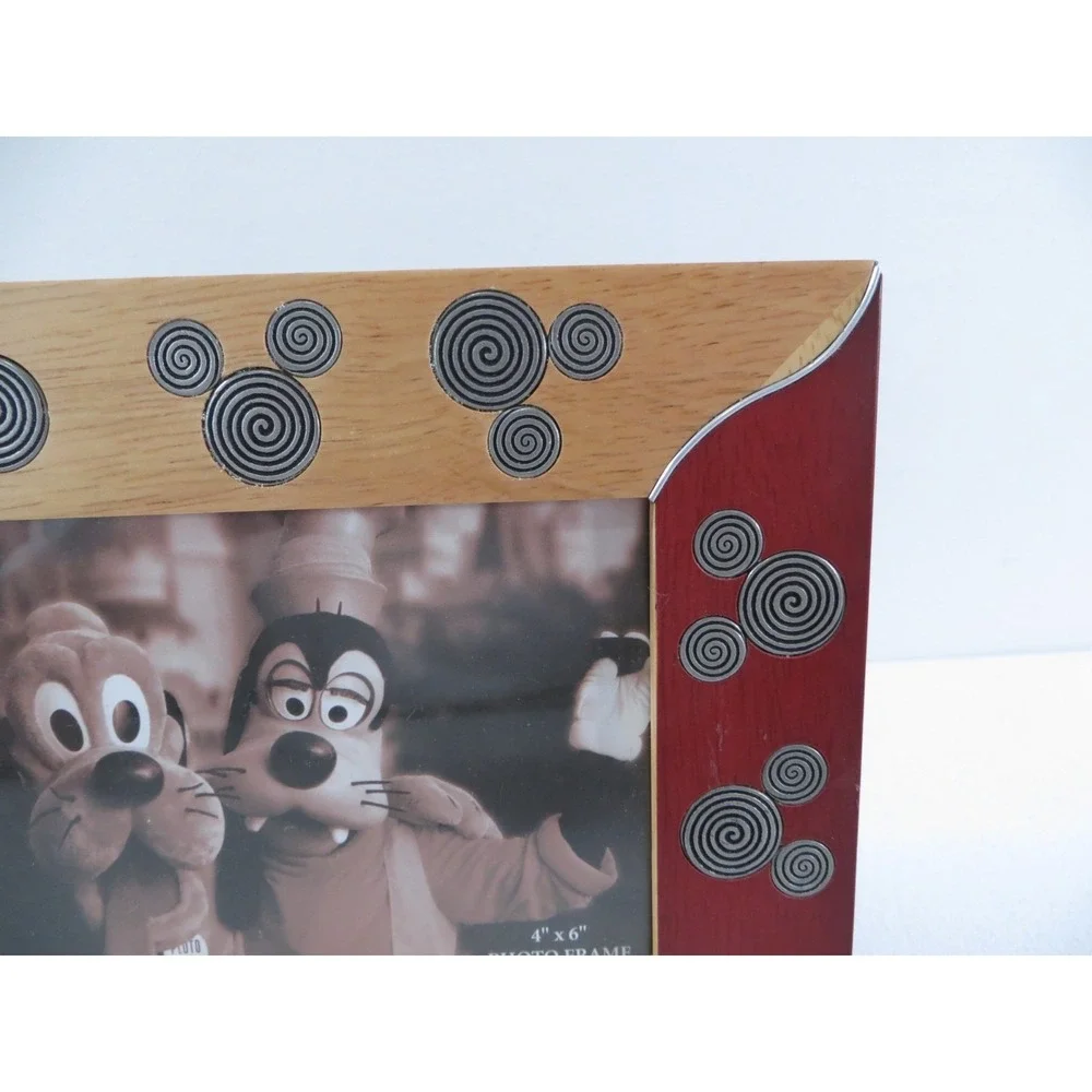 Disney 2 Tone Wood Mickey Mouse Head Inlaid Metal 4